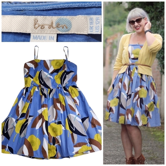 Boden Blue and Yellow Floral Dress - Picture 1 of 13